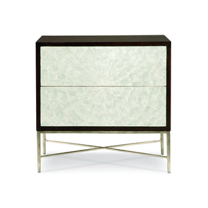 Bernhardt Bernhardt Adagio Nightstand With Capiz Shell Fronts, Cherry Veneer, Bronze Steel Base, 30"W X 30"H 353216