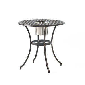 English Elm Camden Outdoor Cast Aluminum Bistro Set with Ice Bucket Scrollwork Copper Patio 52255.00COP