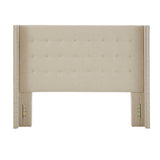 Homelegance By Top-Line Magnolia Nailhead Wingback Button Tufted Headboard Beige Linen