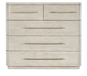 Hooker Furniture Modern Mood Bachelor's Chest With Felt & Cedar Linings, Leather-Wrapped Pulls, Rounded Contemporary Silhouette Light Brown 6850-90017-80