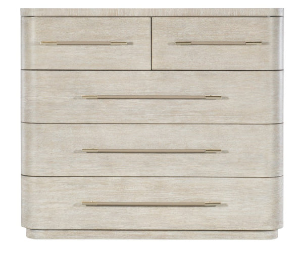 Hooker Furniture Modern Mood Bachelor's Chest With Felt & Cedar Linings, Leather-Wrapped Pulls, Rounded Contemporary Silhouette Light Brown 6850-90017-80