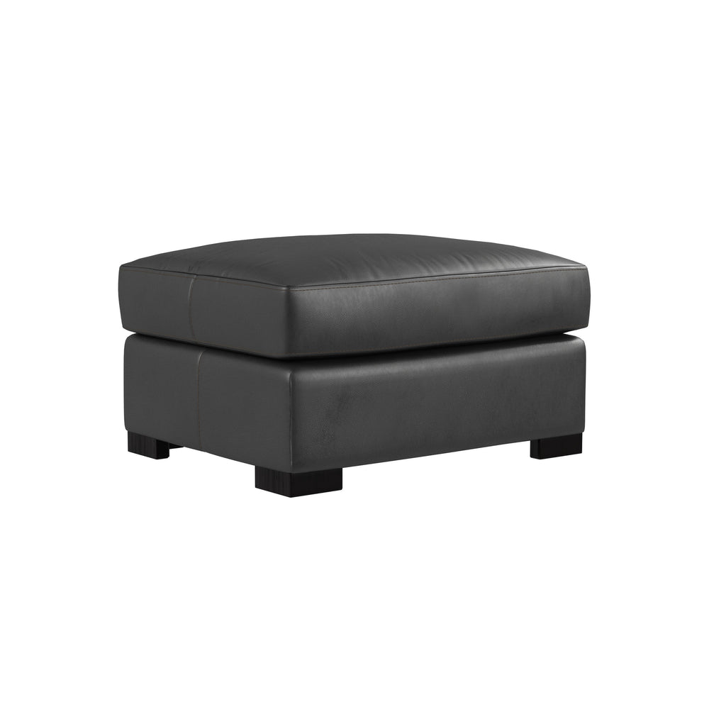 Bernhardt Bernhardt Germain Spring Down Leather Ottoman with Block Feet Transitional Lounge Style 2661LSO