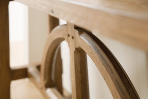 Hooker Furniture Commerce Handcrafted Console With Half-Circle Motif, Distressed Rustic-Modern Entryway Table Light Wood 7228-85004-85