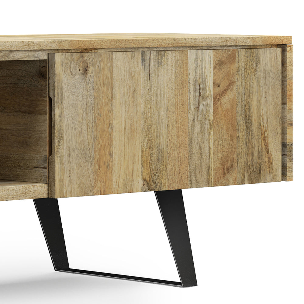 English Elm Lowry - Handcrafted 72" Tv Media Stand In Natural Wood With Metal Legs & Ample Storage Solutions B136P158887