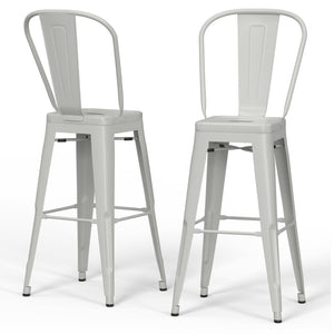 English Elm Fletcher 24" Industrial-Style Metal Counter Height Stool Set Of 2 - Chic White Finish For Modern Spaces B136P158665