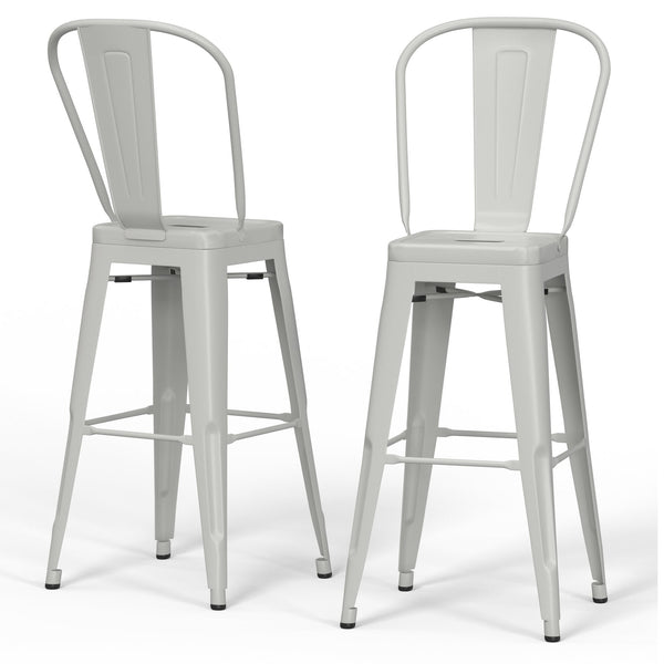 English Elm Fletcher 24" Industrial-Style Metal Counter Height Stool Set Of 2 - Chic White Finish For Modern Spaces B136P158665