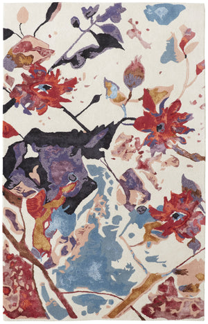 Feizy Rugs Dafney Hand-tufted Floral Rug – Vibrant Watercolor Botanical Design In Viscose And Wool For Your Home Red,Blue,Purple Viscose,Wool Dfy8863fredmlth00