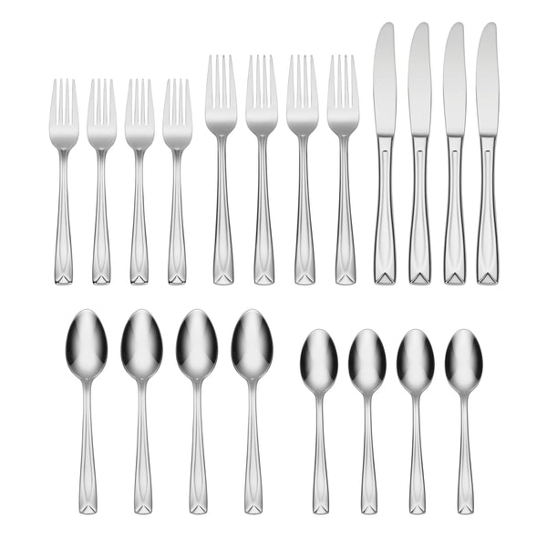 Lenox Oneida Lincoln 20 Piece Everyday Flatware Set, Service for 4 Metallic, STAINLESS METAL T837020A