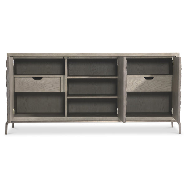 Bernhardt Bernhardt Elysia Buffet With Dark Bronze Greco‑Roman Frieze, Weathered Greige Oak, Soft‑Close Doors 332132