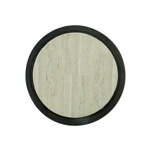 Bernhardt Bernhardt Barclay Accent Table With Honed Travertine Top & Antique Pewter Base, 18" Square 512112