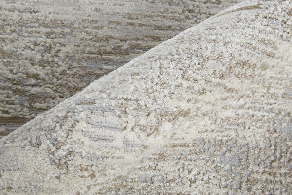 Feizy Rugs Vancouver Abstract Distressed Area Rug - Durable Polypropylene Blend For Contemporary Living Spaces Ivory,Gray,Tan Polypropylene,Polyester Vnr39fhfivygryf00