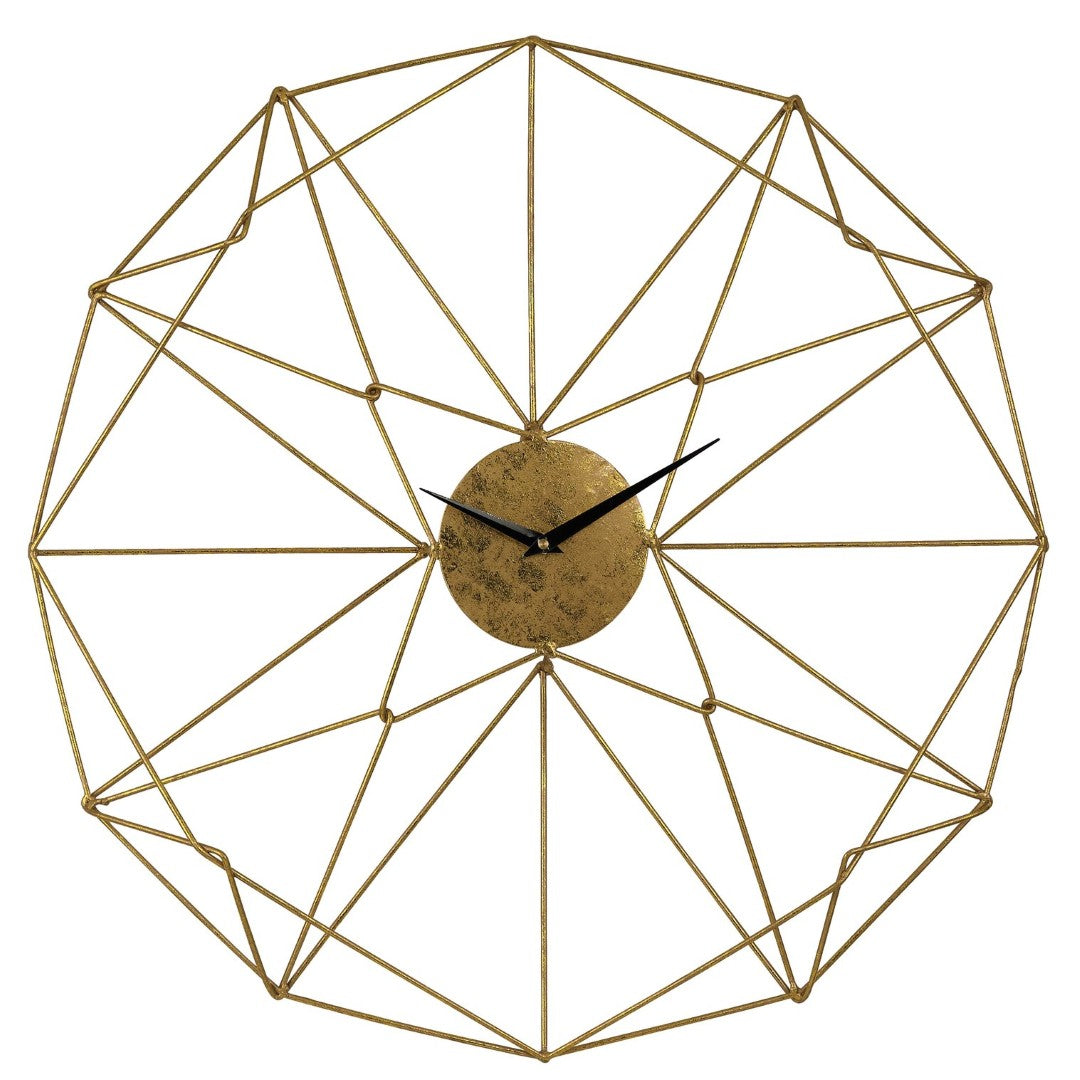 Angular Clock Frame Angular Wirework Wall Clock - Modern Brass Sculpture For Stylish Home