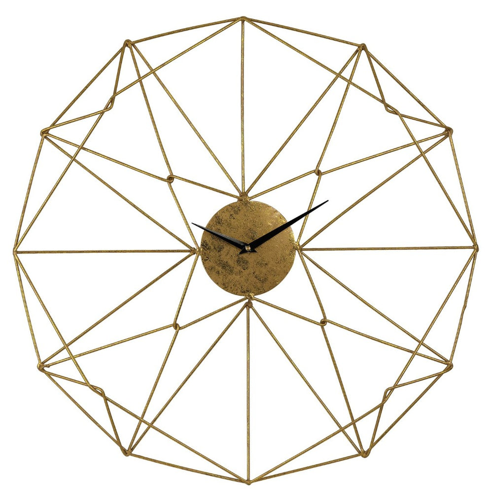 Atlas Angular Wirework Wall Clock - Modern Brass Sculpture for Stylish Home Décor & Accurate Timekeeping CK11001-01