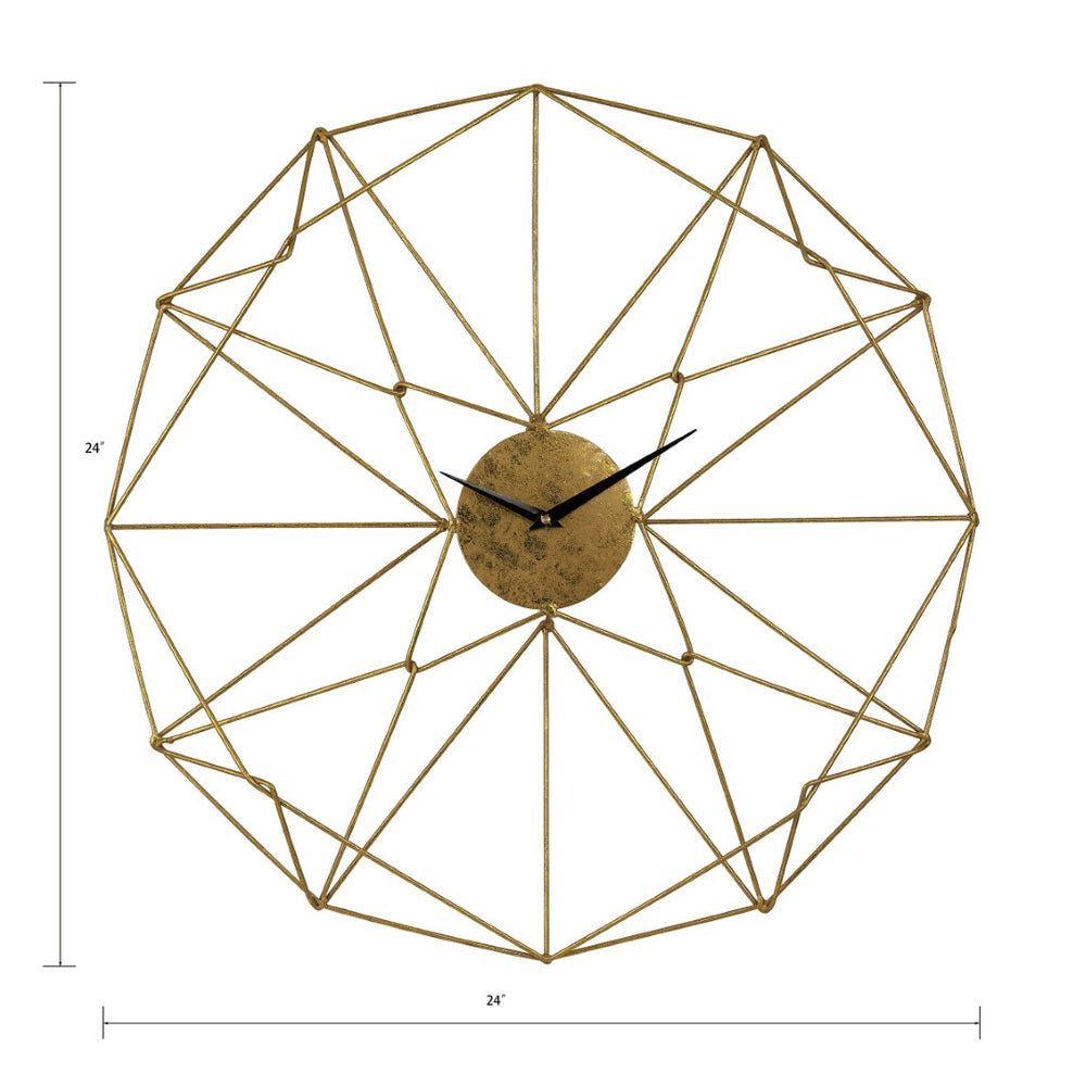 Atlas Angular Wirework Wall Clock - Modern Brass Sculpture for Stylish Home Décor & Accurate Timekeeping CK11001-01