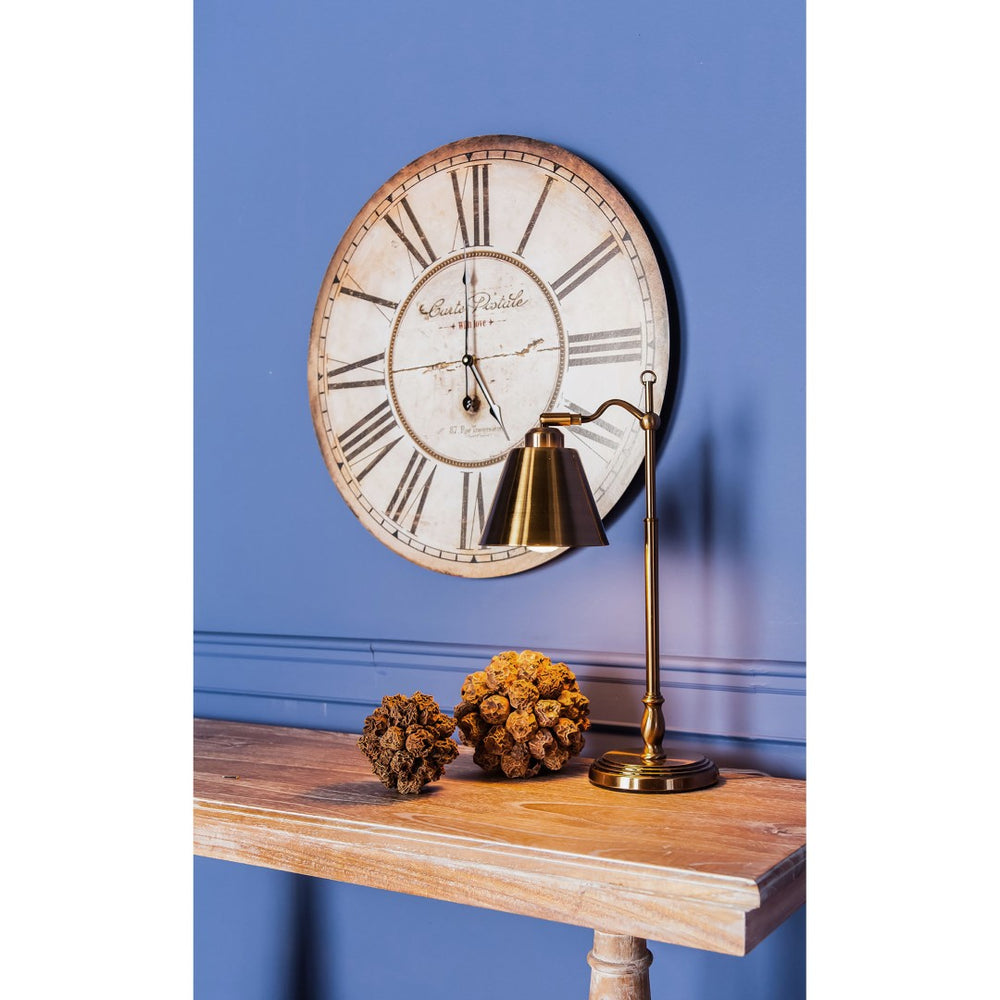 Atlas Carte Postal Wall Clock - Vintage-Inspired Antique Cream Timepiece for Home Décor & Easy Mounting CK11002-01