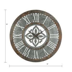 Atlas Greystone Wall Clock - Rustic Industrial Charm with Roman Numerals for Timeless Wall Decor Style CK11004-01
