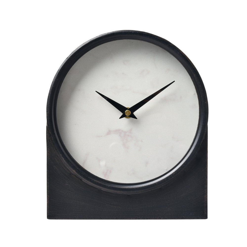 Atlas Jonah Table Clock - Minimalist Black Metal Timepiece with White Marble Face for Modern Decor CK11007-01