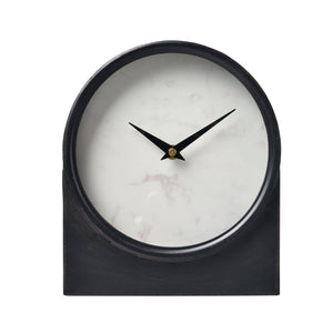 Atlas Jonah Table Clock - Minimalist Black Metal Timepiece with White Marble Face for Modern Decor CK11007-01