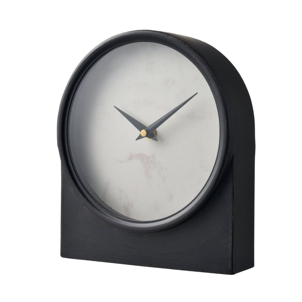 Atlas Jonah Table Clock - Minimalist Black Metal Timepiece with White Marble Face for Modern Decor CK11007-01