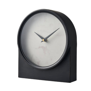 Atlas Jonah Table Clock - Minimalist Black Metal Timepiece with White Marble Face for Modern Decor CK11007-01