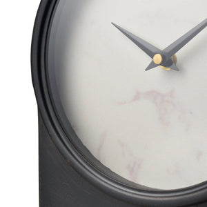 Atlas Jonah Table Clock - Minimalist Black Metal Timepiece with White Marble Face for Modern Decor CK11007-01