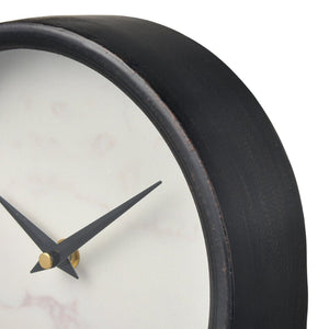 Atlas Jonah Table Clock - Minimalist Black Metal Timepiece with White Marble Face for Modern Decor CK11007-01