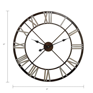 Atlas Open Centre Wall Clock - Elegant Bronze Metal Design with Roman Numerals for Modern Home Decor CK11010-01