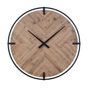 Atlas Schiller Wall Clock - Modern Industrial Design with Natural Wood Face for Timeless Elegance and Style CK11012-01