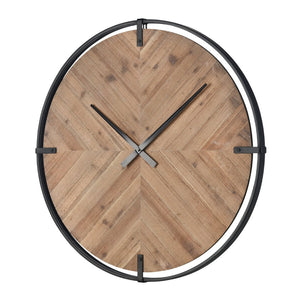 Atlas Schiller Wall Clock - Modern Industrial Design with Natural Wood Face for Timeless Elegance and Style CK11012-01