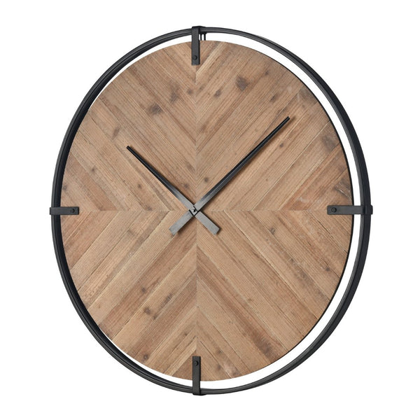 Atlas Schiller Wall Clock - Modern Industrial Design with Natural Wood Face for Timeless Elegance and Style CK11012-01