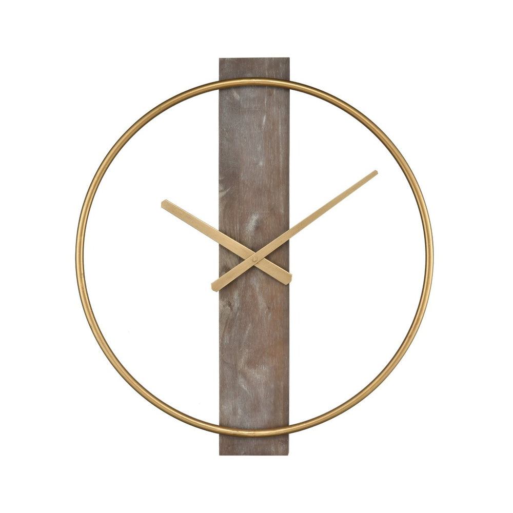 Atlas Tournai Wall Clock - Modern Minimalist Timepiece with Warm Wood & Gold Frame for Chic Home Decor CK11015-01