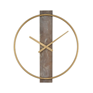 Atlas Tournai Wall Clock - Modern Minimalist Timepiece with Warm Wood & Gold Frame for Chic Home Decor CK11015-01