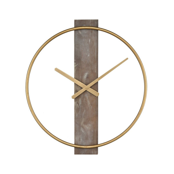 Atlas Tournai Wall Clock - Modern Minimalist Timepiece with Warm Wood & Gold Frame for Chic Home Decor CK11015-01