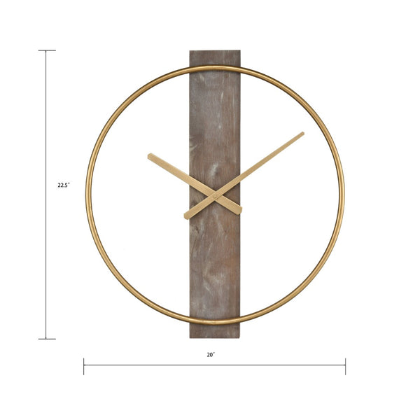 Atlas Tournai Wall Clock - Modern Minimalist Timepiece with Warm Wood & Gold Frame for Chic Home Decor CK11015-01