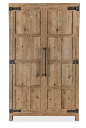 Hooker Furniture Vineyard Pecky Hickory Wardrobe In Sonoma Finish With Mirror Doors, Felt-Lined Drawers & Rustic Hardware 6952-90213-80