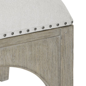 Bernhardt Bernhardt Albion Bench With Upholstered Slip Seat, Pewter Wood Base, Nailhead Trim — 20"W X 18"D X 18"H 311506