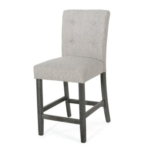 English Elm Christopher Knight Home® - Contemporary Button-Tufted Fabric Counter Stools Set of 2 with Espresso Legs, Waffle Stitch Comfort LIGHT GREY 71254.00LGRY