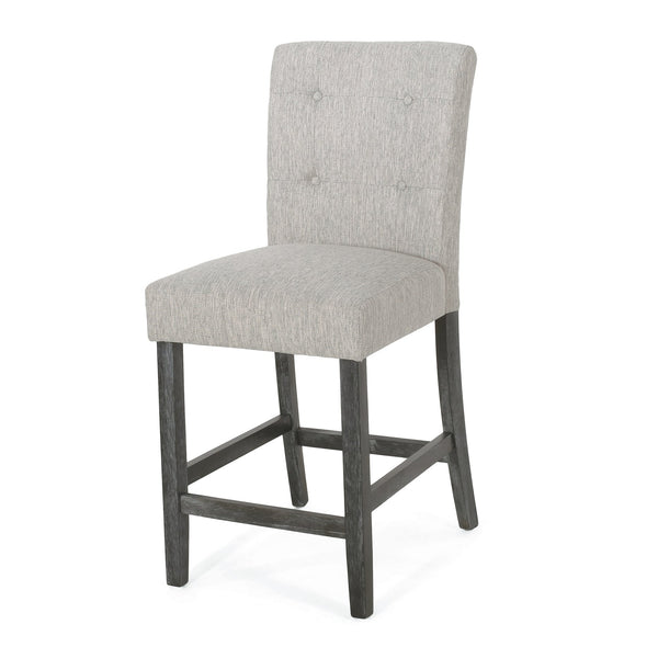 English Elm Christopher Knight Home® - Contemporary Button-Tufted Fabric Counter Stools Set of 2 with Espresso Legs, Waffle Stitch Comfort LIGHT GREY 71254.00LGRY