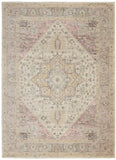 Nourison Tranquil TRA06 Machine Made Power-loomed Ornamental Border Indoor Only Vintage Farmhouse Rug Ivory Pink, Pink and Beige 100% Polypropylene 99446485434