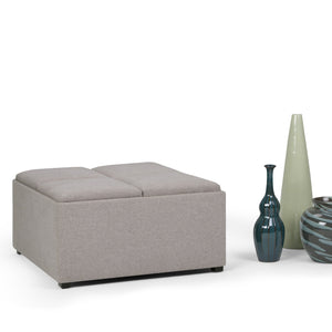 English Elm Avalon - Versatile Square Coffee Table Ottoman With Storage In Cloud Grey Linen For Modern Homes B136P159746
