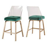 Homelegance By Top-Line Darrion Velvet Counter Height Swivel Stools (Set of 2) Teal Metal