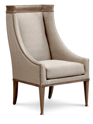 A.R.T. Furniture Cityscapes Madison Host Chair - Contemporary Wing Chair With Brass Accents & Exposed Wood Detail Beige, Brown Parawood Solids,Quarter Oak Veneer,Brass Accent Metal,And Upholstery 232200-2323