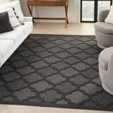 Nourison Easy Care NES01 Machine Made Flat Weave Solid Border Indoor/Outdoor Modern Outdoor Rug Charcoal Black, Charcoal Black 84% Polypropylene,16% Polyester 99446934888