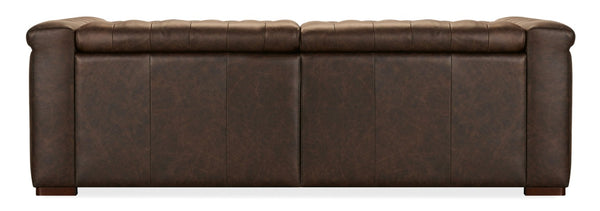 Hooker Furniture Savion Luxe Chesterfield 3-Seat Leather Sofa With Power Recliners, Headrests & Copper Nail Trim 43.00 L x 89.50W x 28.75H SS435-RLPPH-089