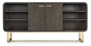 Hooker Furniture Commerce Metropolitan Credenza With Dark Oak Veneer, Gold Accents, Soft-Close Doors & Wire Management 7228-85098-85