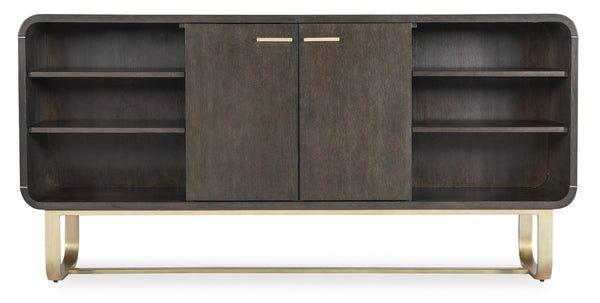 Hooker Furniture Commerce Metropolitan Credenza With Dark Oak Veneer, Gold Accents, Soft-Close Doors & Wire Management 7228-85098-85