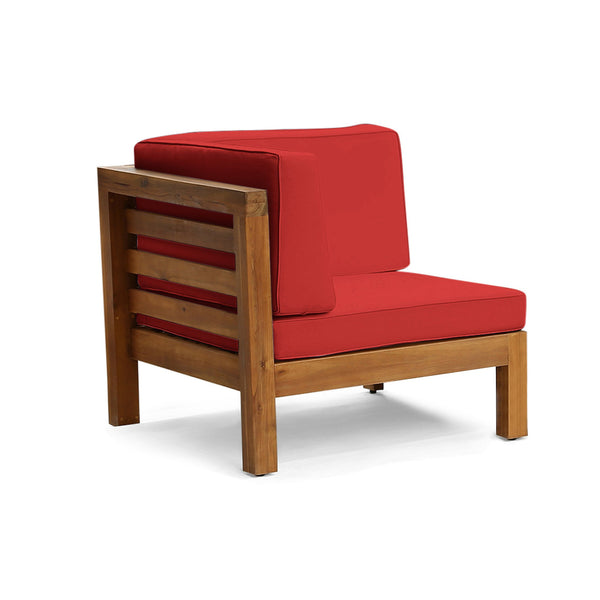 English Elm Oana Outdoor Modular Sectional Set Acacia Wood Frame V Shape Patio Seating Red 64497-98-99.00-64495.00RED