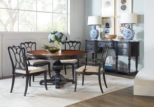 Hooker Furniture Charleston Black Cherry Five-Drawer Server With Carved Legs, Fretwork & Felt-Lined Silverware Tray (98) 6750-75907-97