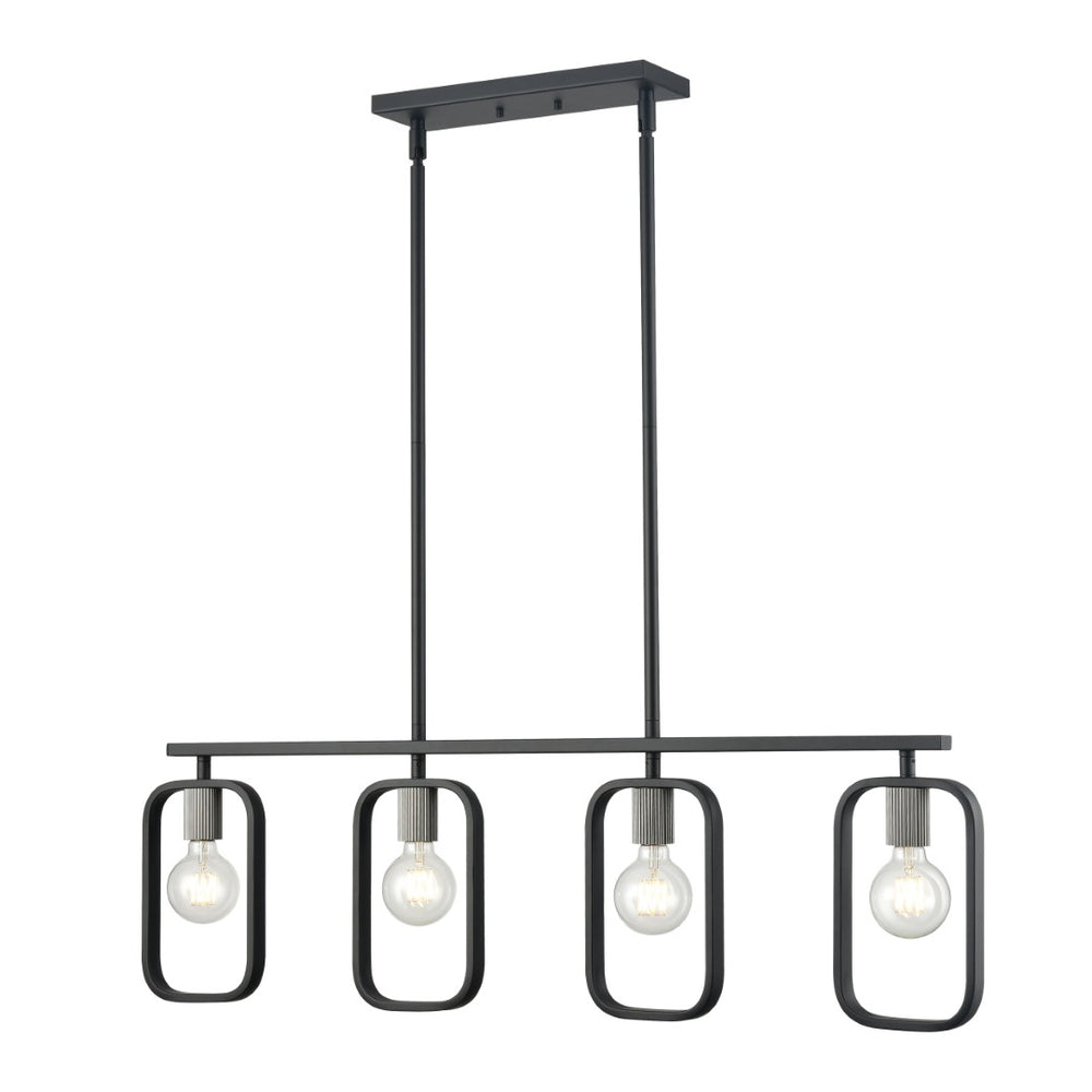 Atlas Dylan 39'' Wide 4-Light Linear Chandelier - Modern Matte Black Fixture with Industrial Accents CL11002-BK