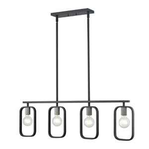 Atlas Dylan 39'' Wide 4-Light Linear Chandelier - Modern Matte Black Fixture with Industrial Accents CL11002-BK